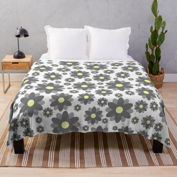 Item preview, Retro Boho Style Hippy Grey Flower Floral Print Pattern designed and sold by MaedK.