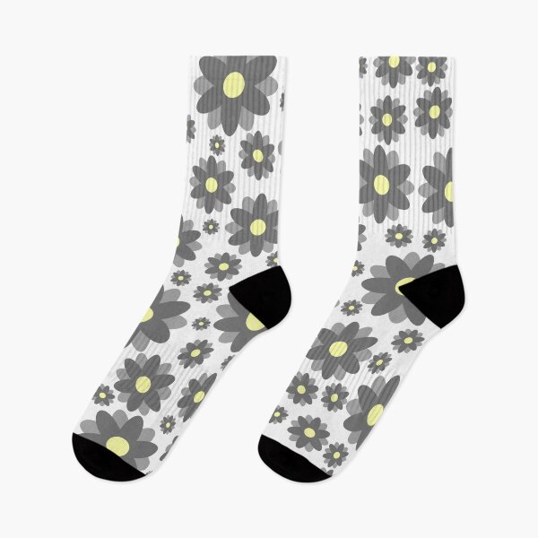 Item preview, Retro Boho Style Hippy Grey Flower Floral Print Pattern designed and sold by MaedK.