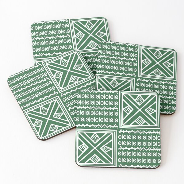 Item preview, African ethnic tribal bogolan green designed and sold by Wolagno.