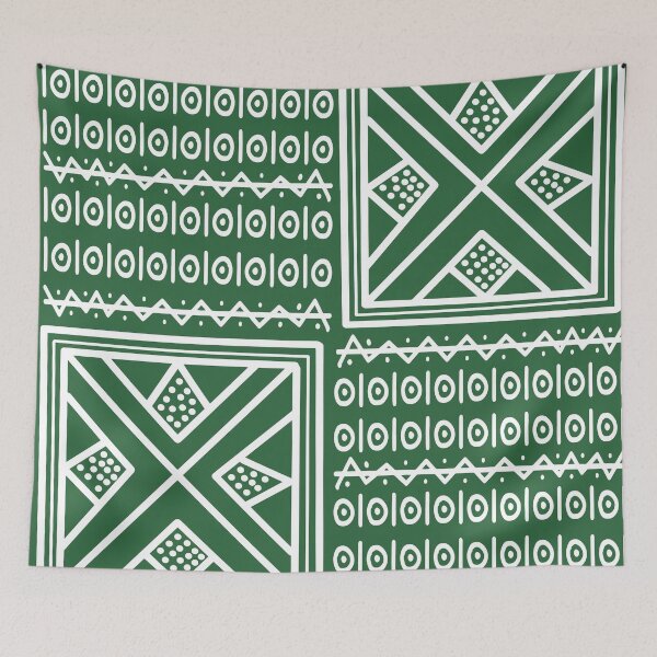 Item preview, African ethnic tribal bogolan green designed and sold by Wolagno.