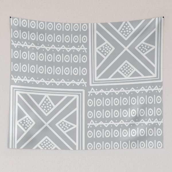 Item preview, Bogolan African pattern white designed and sold by Wolagno.