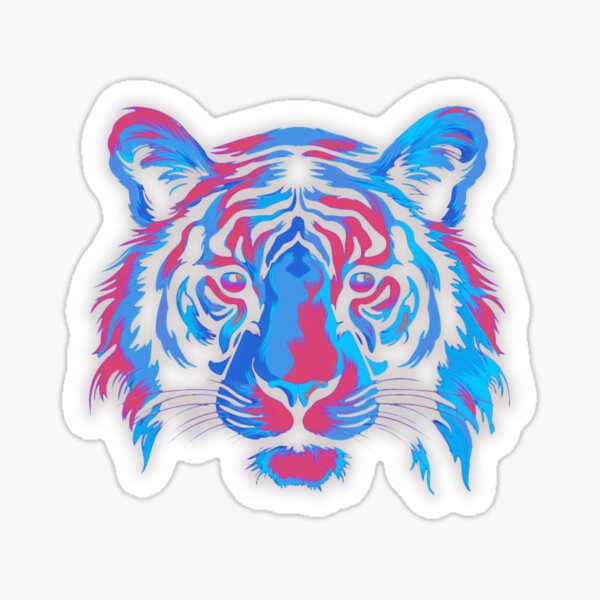 Tiger - Blue - Pink - Wild Sticker