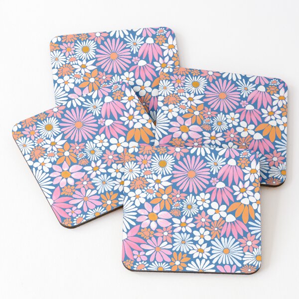 Item preview, Cheerful Daisy Design - Cobalt, Blush and Orange designed and sold by TigaTiga.