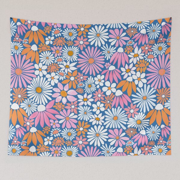 Item preview, Cheerful Daisy Design - Cobalt, Blush and Orange designed and sold by TigaTiga.