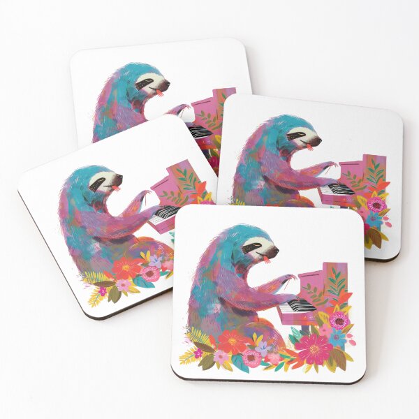 Item preview, Sloth playing the piano designed and sold by FlowersColorful.