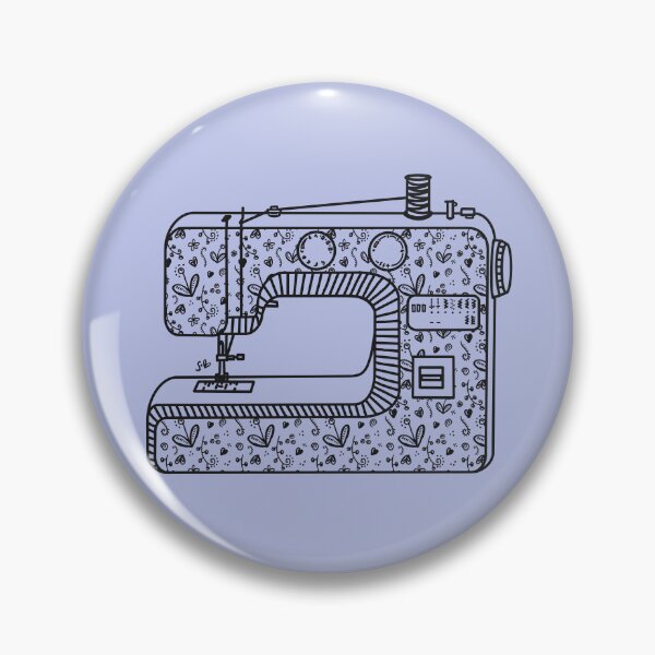 Item preview, Floral Sewing Machine line art drawing by SewLalla designed and sold by SewLalla.