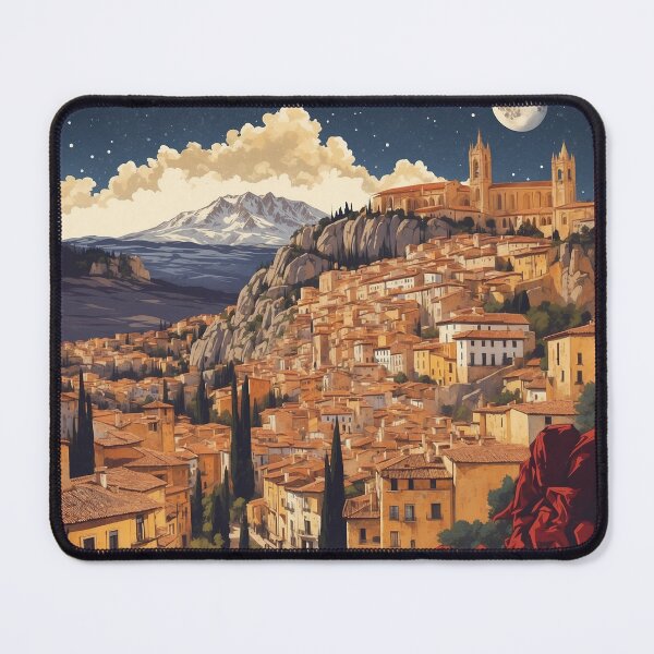 Item preview, Cuenca Spain Starry Night and Moon Tourism Vintage Poster designed and sold by TravelersGems.