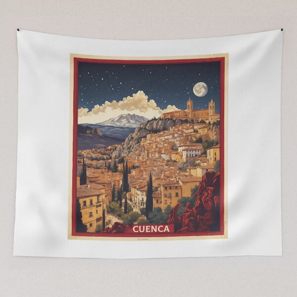 Item preview, Cuenca Spain Starry Night and Moon Tourism Vintage Poster designed and sold by TravelersGems.