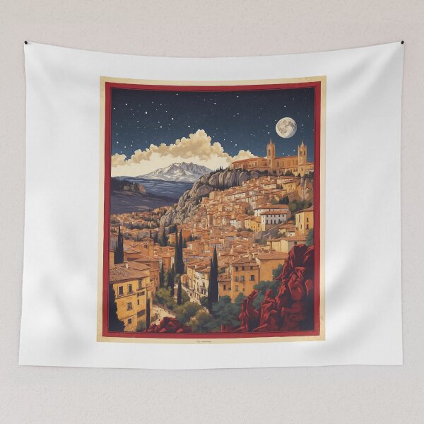 Item preview, Cuenca Spain Starry Night and Moon Tourism Vintage Poster 2 designed and sold by TravelersGems.