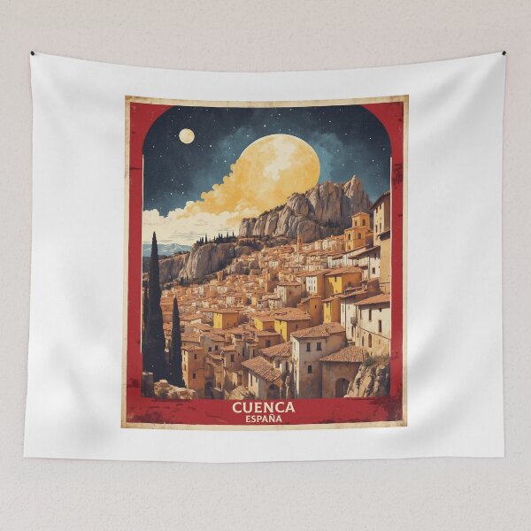 Item preview, Cuenca Spain Starry Night and Moon Tourism Vintage Poster 3 designed and sold by TravelersGems.