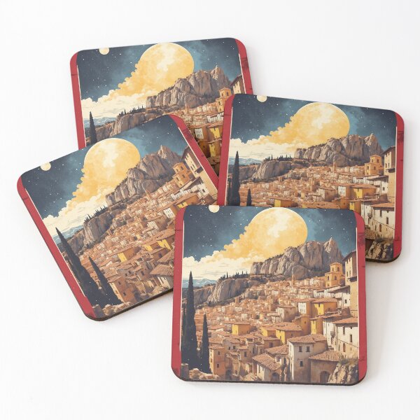 Item preview, Cuenca Spain Starry Night and Moon Tourism Vintage Poster 4 designed and sold by TravelersGems.
