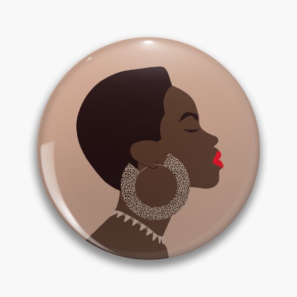 Item preview, Afro woman with big hoop earrings in profile designed and sold by InkyKidArt.