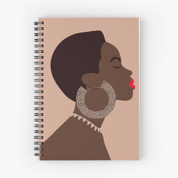 Item preview, Afro woman with big hoop earrings in profile designed and sold by InkyKidArt.