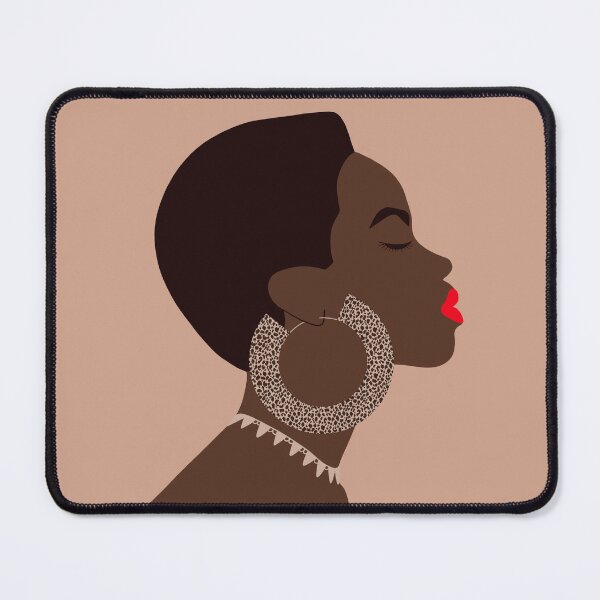 Item preview, Afro woman with big hoop earrings in profile designed and sold by InkyKidArt.
