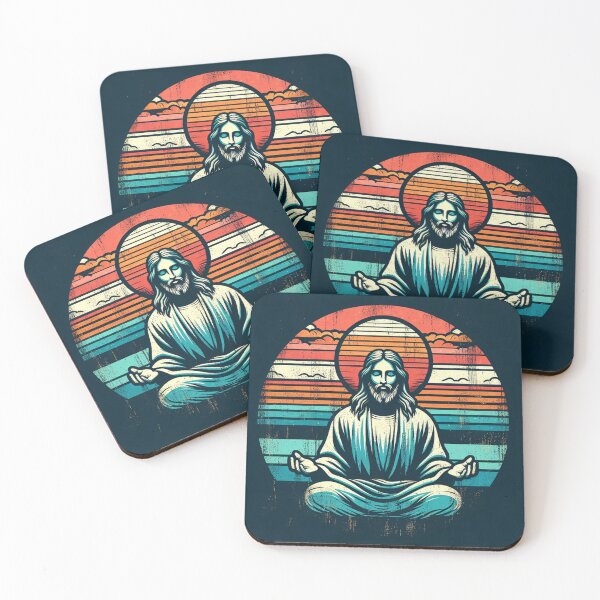 Item preview, Meditating Jesus Vintage Sunset Inspiring Spirituality designed and sold by DEEZAYN.