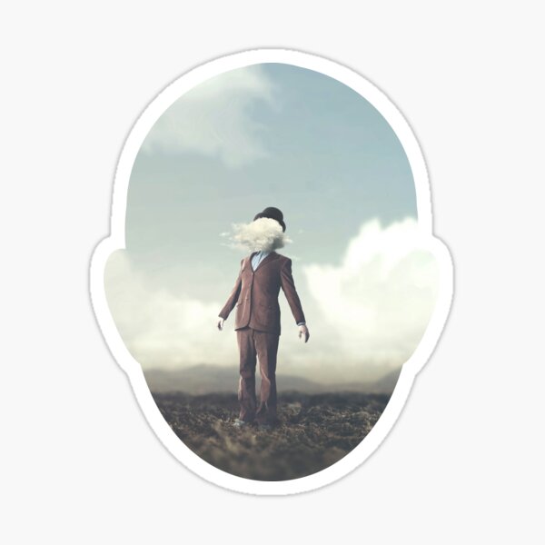 Human in the head with hair on the face Sticker