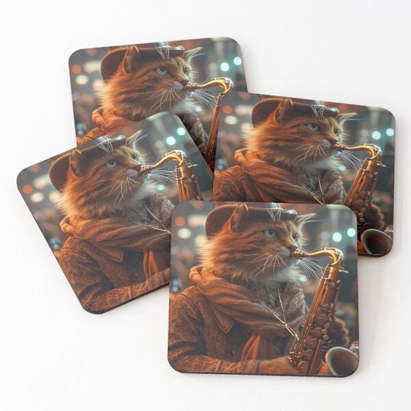 Item preview, Cute Animals-Feline Sax Cool Cat Jazz-C127-1 designed and sold by MPCFICTION.