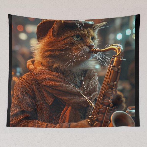Item preview, Cute Animals-Feline Sax Cool Cat Jazz-C127-1 designed and sold by MPCFICTION.