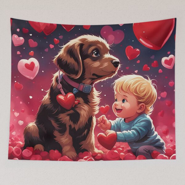 Item preview, Toddlers celebrating Valentines day with a puppy designed and sold by Colin Bentham.