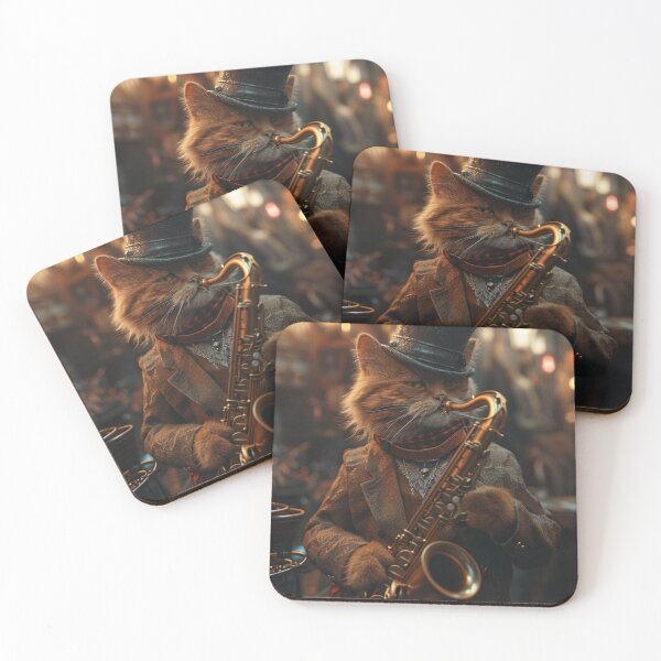 Item preview, Cute Animals-Feline Sax Cool Cat Jazz-C127-2 designed and sold by MPCFICTION.