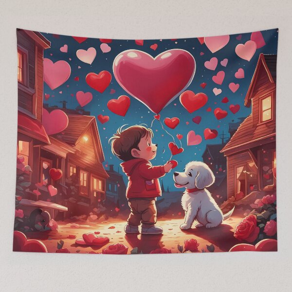 Item preview, Toddlers celebrating Valentines day with a puppy designed and sold by Colin Bentham.