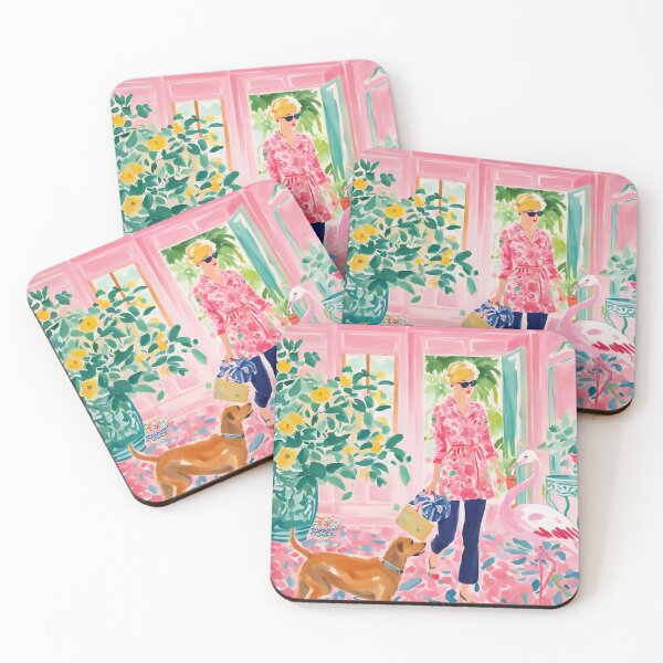 Item preview, Grandmillennial art, Pink flamingo invasion designed and sold by SophieClimaArt.