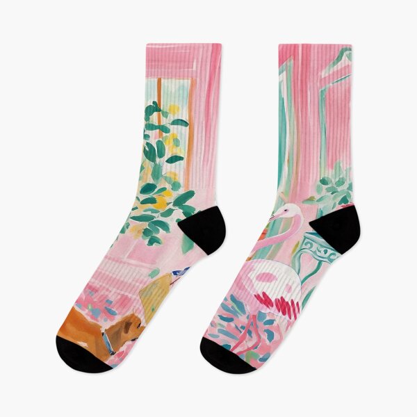 Item preview, Grandmillennial art, Pink flamingo invasion designed and sold by SophieClimaArt.