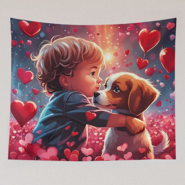 Item preview, Toddlers celebrating Valentines day with a puppy designed and sold by Colin Bentham.