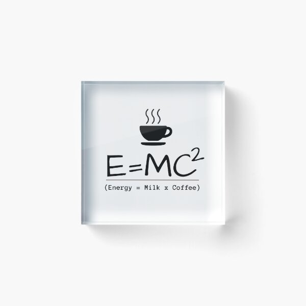Item preview, Albert Einstein E=MC2, theory of caffeine, science joke, physics joke, energy, milk, coffee, white aesthetic designed and sold by lagunaklein.