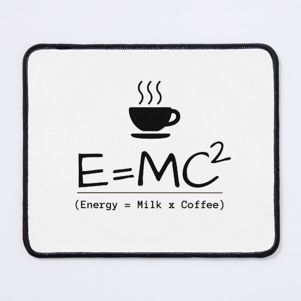 Item preview, Albert Einstein E=MC2, theory of caffeine, science joke, physics joke, energy, milk, coffee, white aesthetic designed and sold by lagunaklein.