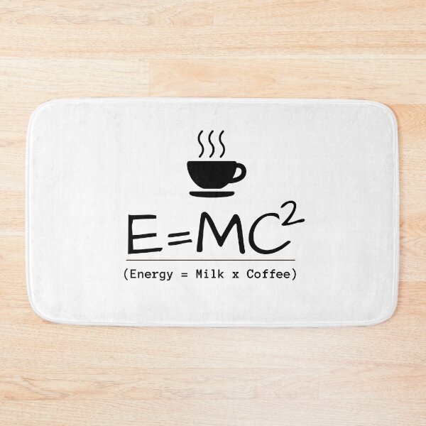 Item preview, Albert Einstein E=MC2, theory of caffeine, science joke, physics joke, energy, milk, coffee, white aesthetic designed and sold by lagunaklein.