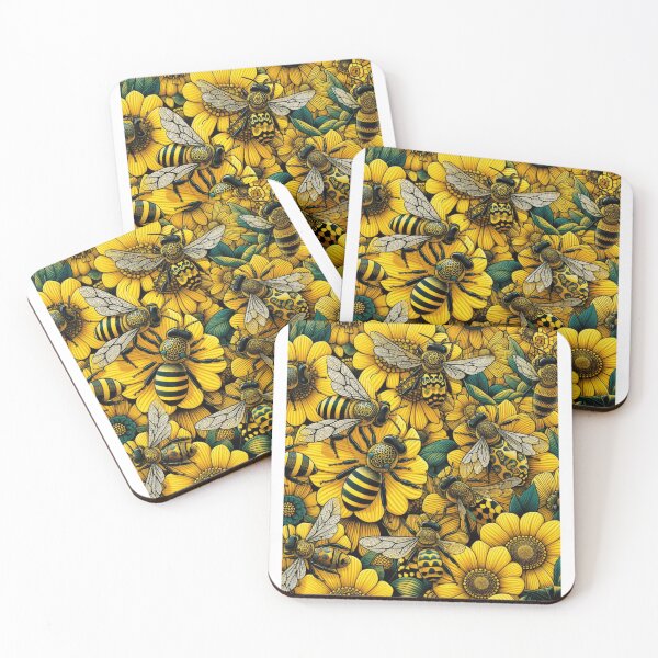 Item preview, Bees Pattern - Vibrant Yellow, Black, and White Color Palette designed and sold by asbno19.
