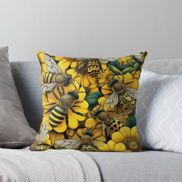 Item preview, Bees Pattern - Vibrant Yellow, Black, and White Color Palette designed and sold by asbno19.
