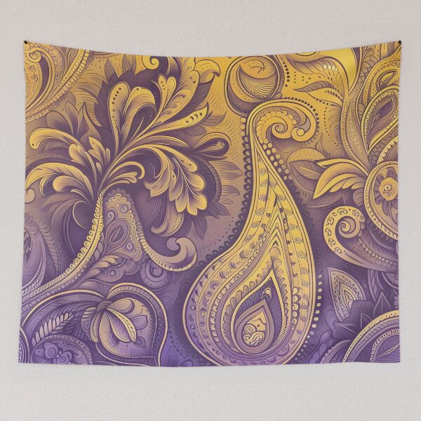 Item preview, Yellow to purple modern Paisley pattern fade designed and sold by Inkstorm-London.