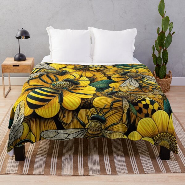 Item preview, Bees Pattern - Vibrant Yellow, Black, and White Color Palette designed and sold by asbno19.
