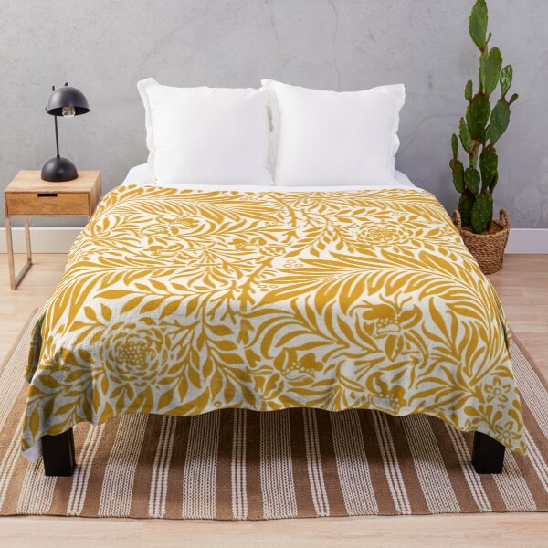 Item preview, William Morris Larkspur Mustard Yellow Floral Pattern Exhibition designed and sold by koovoxdogs.