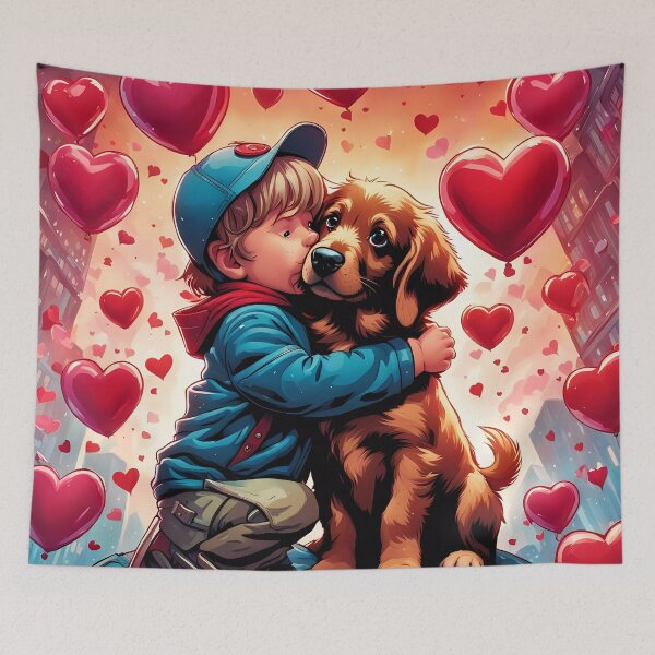 Item preview, Toddlers celebrating Valentines day with a puppy designed and sold by Colin Bentham.