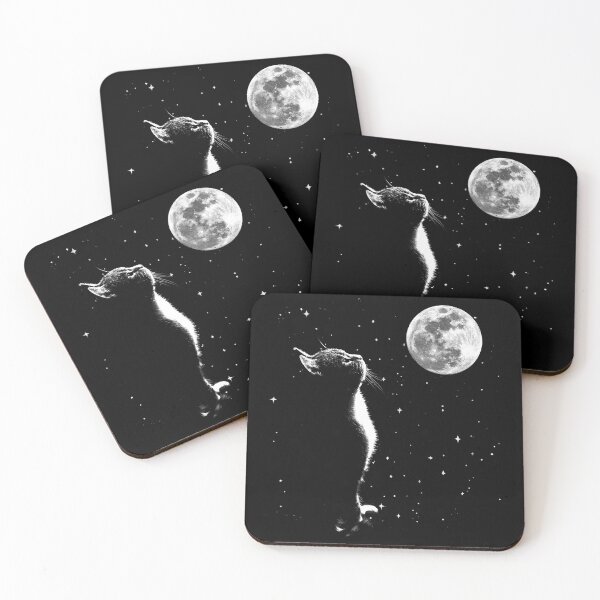 Item preview, Cat Looking At The Moon Night Sky Stars designed and sold by wowwowmeow.