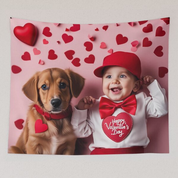 Item preview, Toddlers celebrating Valentines day with a puppy designed and sold by Colin Bentham.