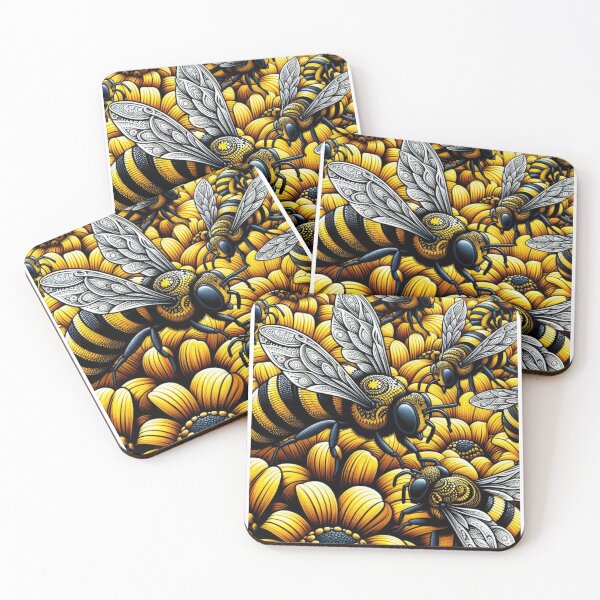 Item preview, Bees Pattern - Vibrant Yellow, Black, and White Color Palette designed and sold by asbno19.