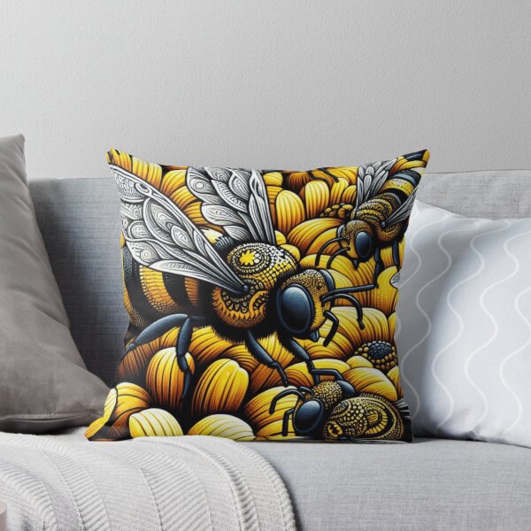 Item preview, Bees Pattern - Vibrant Yellow, Black, and White Color Palette designed and sold by asbno19.