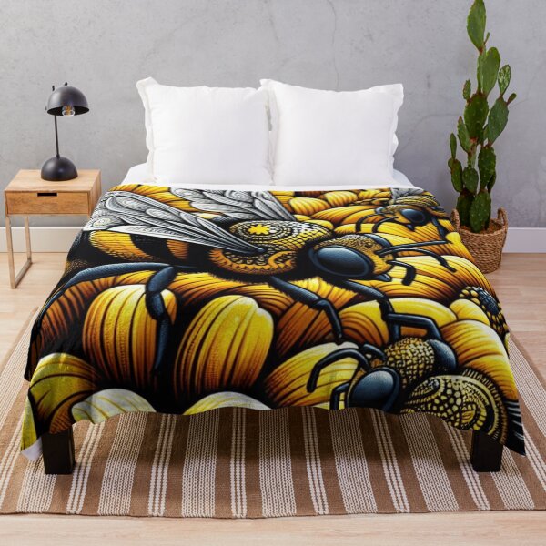 Item preview, Bees Pattern - Vibrant Yellow, Black, and White Color Palette designed and sold by asbno19.