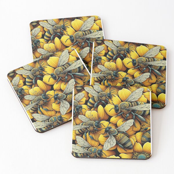 Item preview,  Bees Pattern - Vibrant Yellow, Black, and White Color Palette designed and sold by asbno19.