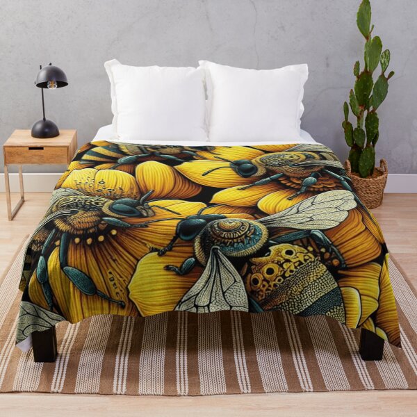 Item preview, Bees Pattern - Vibrant Yellow, Black, and White Color Palette designed and sold by asbno19.