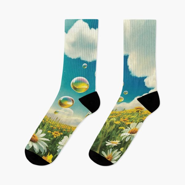 Item preview, Bubbles Rising From Green Meadow on a Sunny Day with Clouds designed and sold by Loving Nature Gifts.