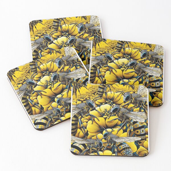 Item preview, Bees Pattern - Vibrant Yellow, Black, and White Color Palette designed and sold by asbno19.