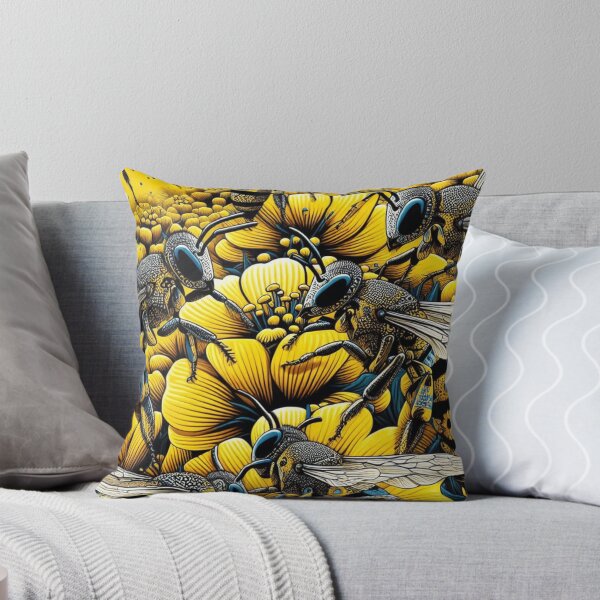 Item preview, Bees Pattern - Vibrant Yellow, Black, and White Color Palette designed and sold by asbno19.