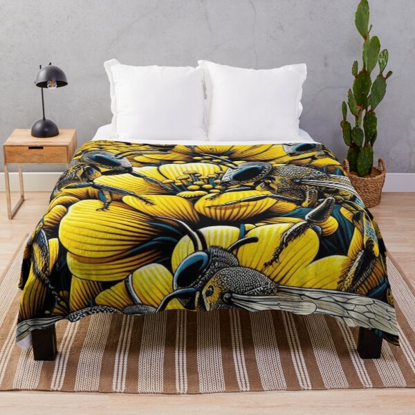 Item preview, Bees Pattern - Vibrant Yellow, Black, and White Color Palette designed and sold by asbno19.