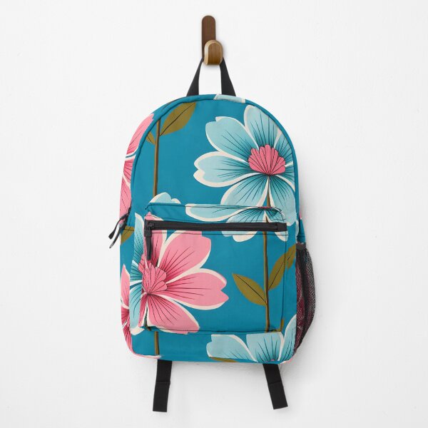 Item preview, Mid Century Modern Botanical Flower Pattern Pink, Light Blue designed and sold by Prints and Lifestyle.