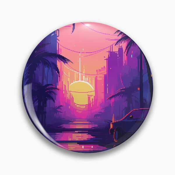 Item preview, Vaporwave Cityscape Sunset- Pixel art designed and sold by octoboobs.